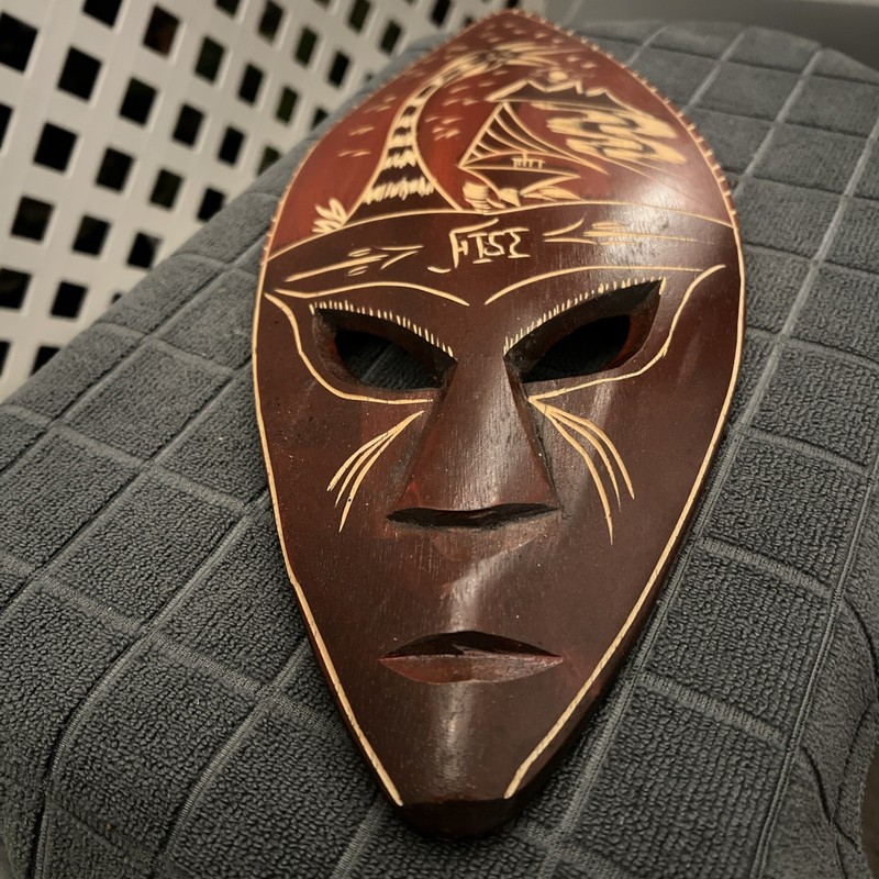 Vintage Fiji Tribal Mask Hand carved & painted wooden mask. 14”