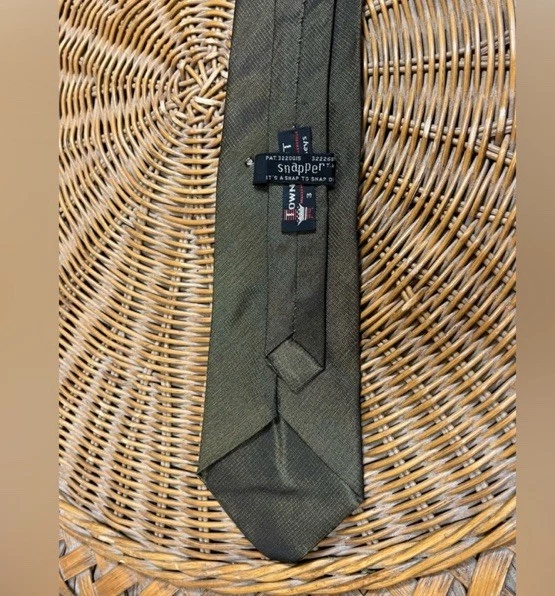 Corbata Snapper Town Craft verde seda clip en el cuello vintage Foto 4 de 4