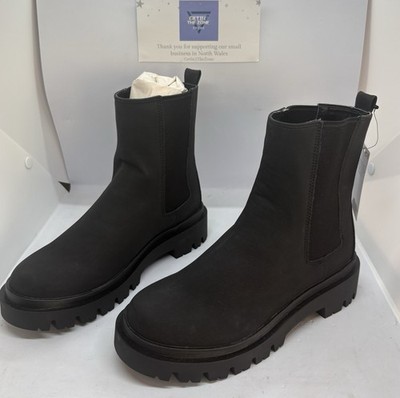Neue schwarze Chelsea-Slipper mit klobiger Sohle für Damen von M&S Größe UK 4