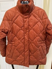 Barbour Hoxa Quilt Tartan Women’s Burnt Orange Puffer Jacket US Size 8