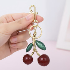Cherry Keychain for Purse - Realistic Cherry Bag Charm with Large Clasp