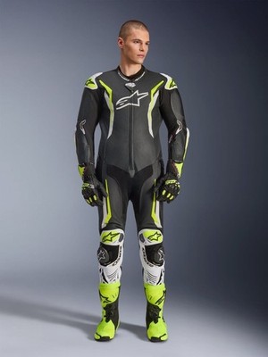 GP Tech V5 Motorcycle Leather Suit 1PC Racing Track Race Black/White/yellow-CE