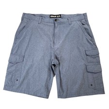 Iron Co Mens 38 Heather Navy Stretch Cargo Shorts Multi Pocket Outdoor Utility