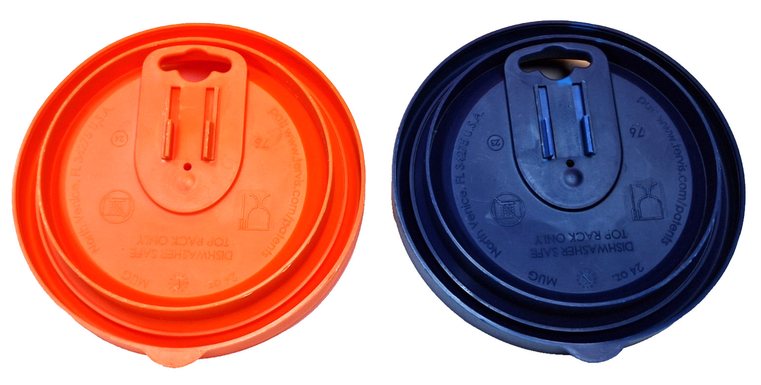 Lot of 2 Tervis 16 oz Tumbler Cup Lids (Blue & Orange)