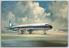 KLM Royal Dutch Airlines Lockheed Electra Airplane art Victor Trip Postcard