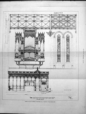 Antique Old Print Design Interior Finishings To A Chancel George Reid 1918