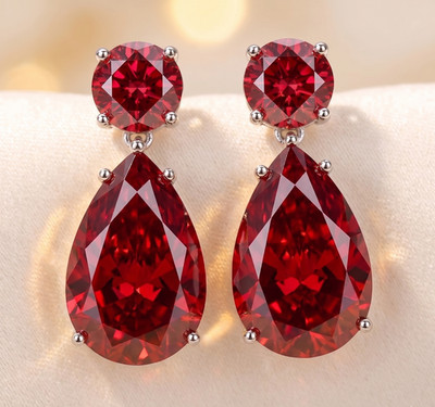 Rare Certified 5.00 Ct Red Diamond Studs, Gift For Love - Tariffs FREE