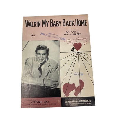 Walkin My Baby Back Home Sheet Music Johnnie Ray Roy Turk Fred Ahlert