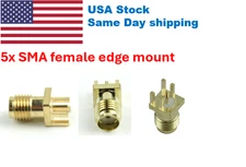 5x SMA Female Jack Solder Edge 1.6mm Space PCB Mount Straight RF Connector