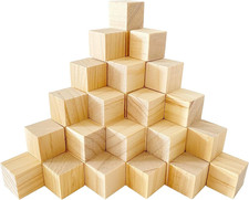 1-1/2 Inch Unfinished Wooden Cubes,Pack of 40 Wood Square Blocks, Wood Blocks...