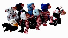 Ty Beanie Baby 8.5 Plush Toy Assortment of 8 USA Bear 2000 Retire with Tags Rare