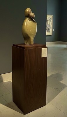 C-1970s OOAK Signed Annie Maume French Studio Stoneware Sculpture Madonna 14 H