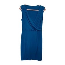 TAHARI ASL Drape Sheath Dress In Blue SZ 4 L Stretch