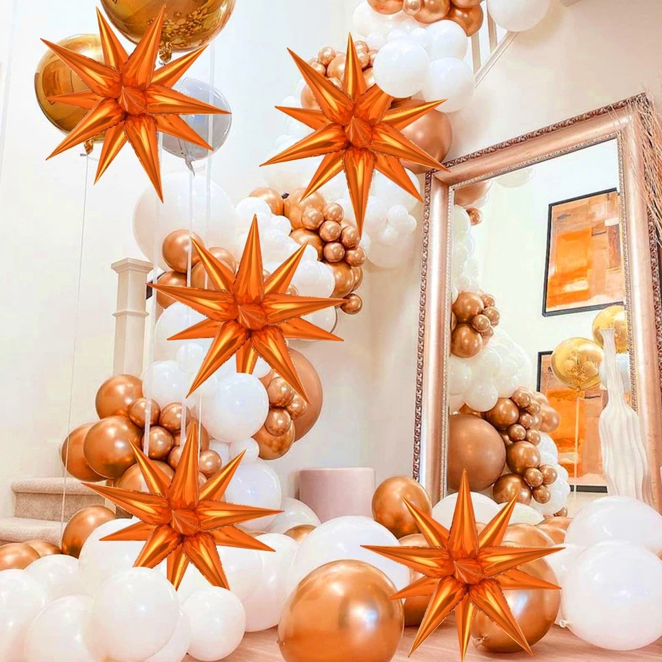 Globos grandes de aluminio naranja 26 pulgadas, 72 piezas accesorios metálicos Star Fireworks Foto 2 de 4