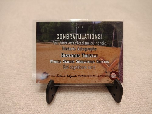 2022 Historic Autographs ~ JOHNNY HOPP 3/15 ~ Cut Auto ~ World Series Autograph - Picture 7 of 11