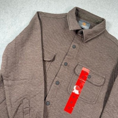 NWT Cloudveil Quilted Shacket Mens Medium BROWN Jacquard Knit Shirt Jacket Snap