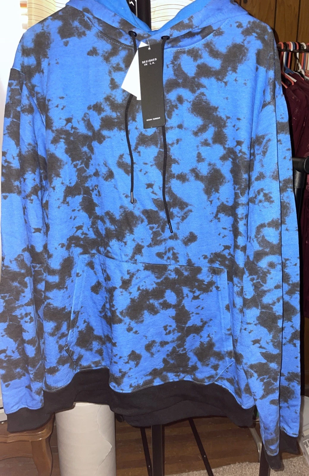 Ocean Current Pullover Lightweight Hoodie XLG Blue Tye Dye New With Tags
