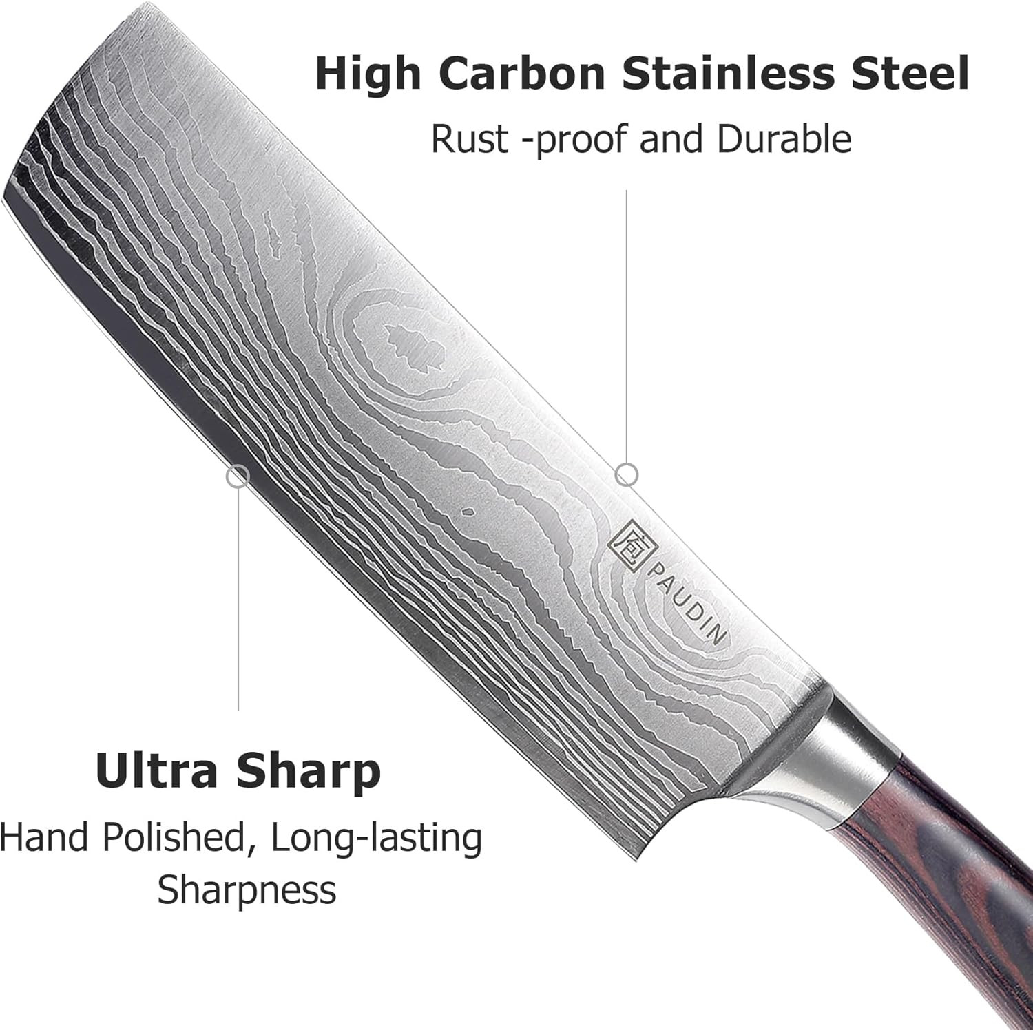 Nakiri Knife - 7" Razor Sharp Meat Cleaver and Vegetable Kitchen Knife, High Car