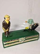Vintage Cast Iron Birdie Putt Golfer & Caddy Mechanical Coin Piggy Bank Golf USA