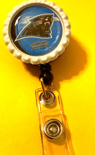 Id badge holder retractable clip NFL Carolina Panthers