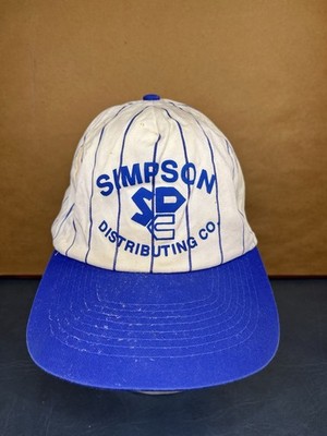 Vintage Simpson Distributing Company Blue White Pinstripe Cobra SnapBack Hat