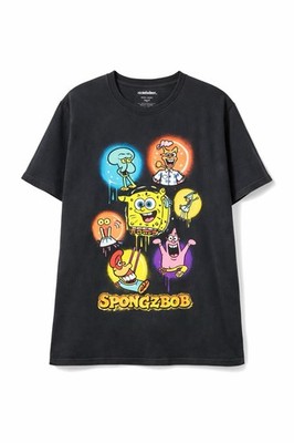 Nickelodeon SpongeBob SquarePants Graphic T-Shirt XL Black Cartoon Tee