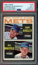 1964 Topps #576 Jerry Hinsley / Bill Wakefield Mets RC Rookies DUAL SIGNED PSA 3