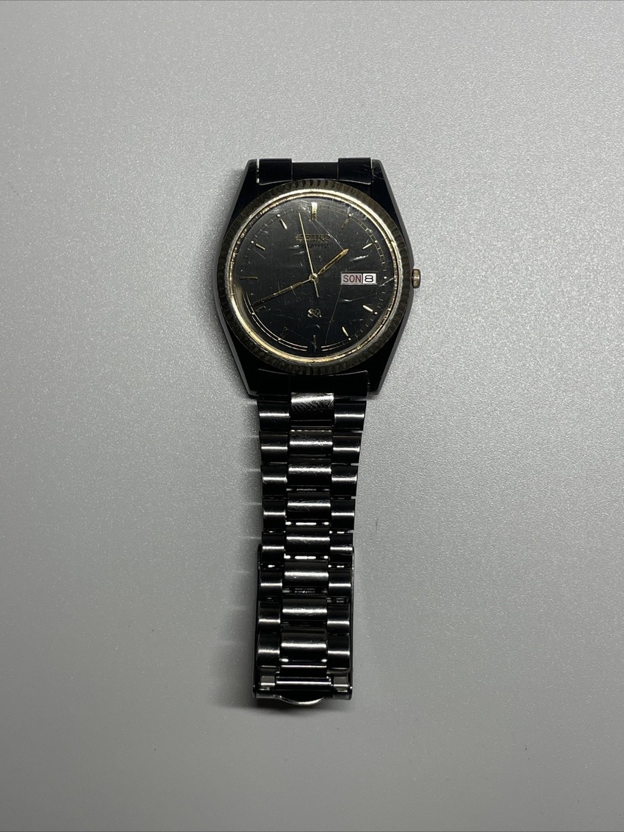 Seiko SQ Watch Men Gray Dial/Band 5H23-8020 ***AS IS***For Parts