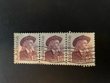 United States Postage Joined Strip Of 3 Used Stamps. Buffalo Bill Cody.