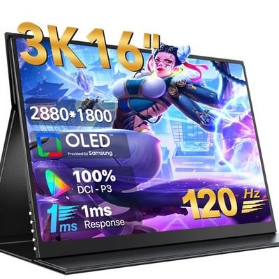 EVICIV 16'' OLED Portable Monitor 120Hz 3K 2880 x 1800 Second Display For PC Game