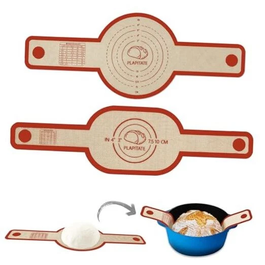 Silicone Bread Sling Dutch Oven Liner, Non-Stick 2 Pcs Crimson Oval and Round