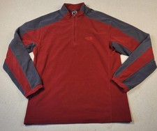 The North Face Fleece Pullover Mens Medium Red Gray TKA 100 Quarter Zip Hiking