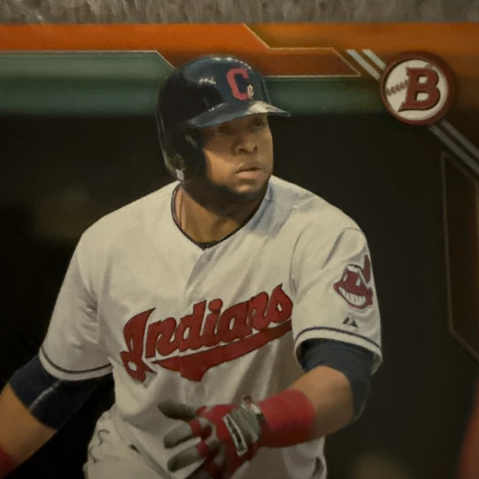 Bowman Orange Border #37 2016 Carlos Santana/25 Cleveland Indians Guardians Foto 3 de 4