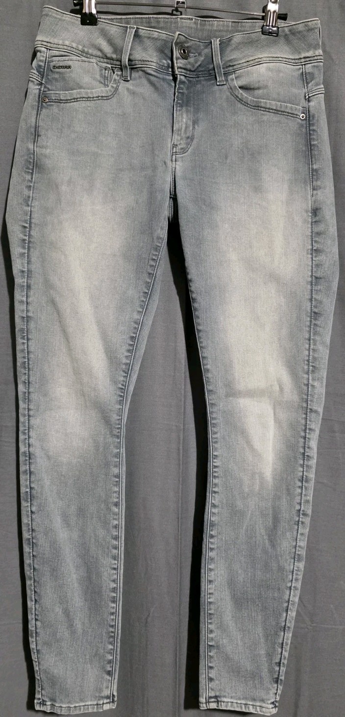 G-Star Raw Jeans Womens 30x30 Lynn Mid Skinny Stretch Denim Gray Faded Distress