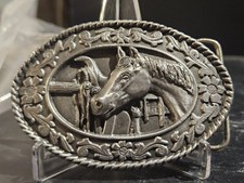1985 SISKIYOU Buckle Co. Decorative Horse Belt Buckle Saddle USA B57