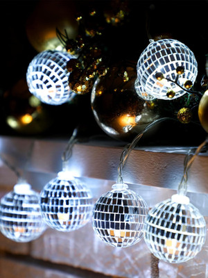 10/20 LED Disco Ball String Light Battery Powered Mirror Balls Ornaments for Sum