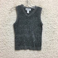 Smart Objects Sweater Vest Large Girls Gray V Neck Silk Sleeveless Pullover YLG