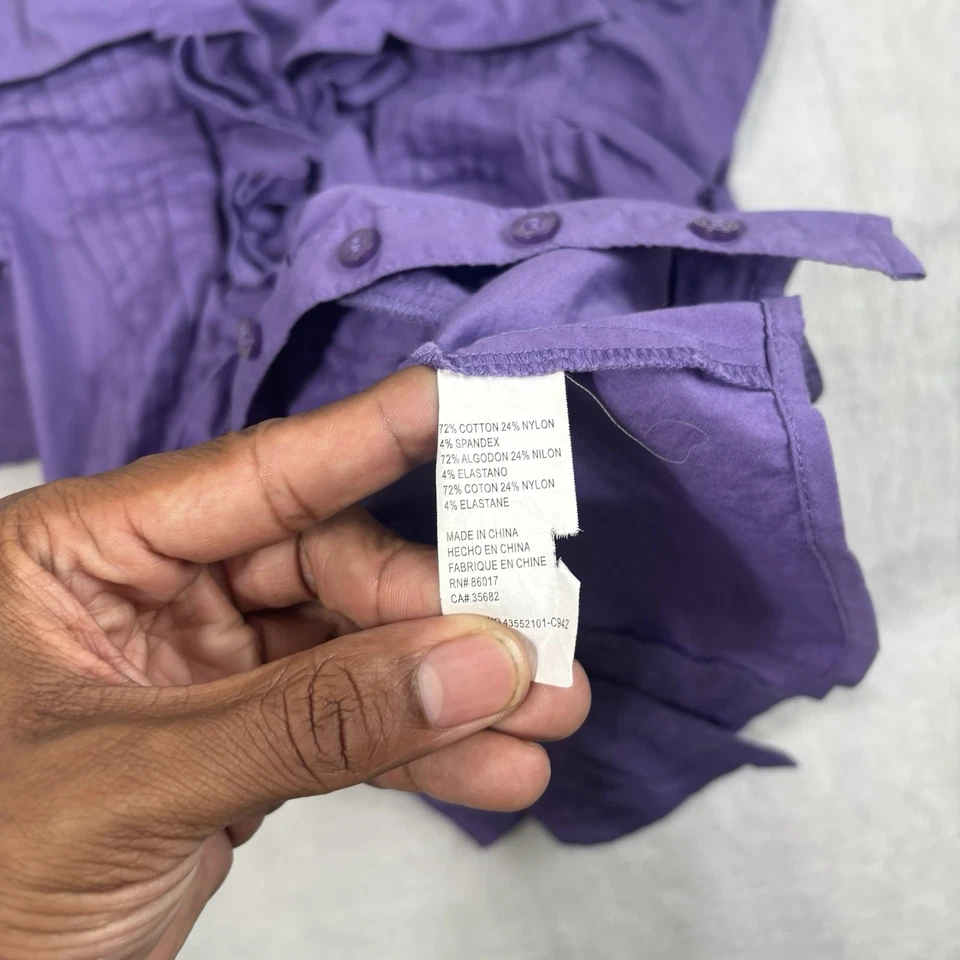 Blusa para mujer Y2K Bebe púrpura con volantes manga con cuello abotonado XS Foto 3 de 4