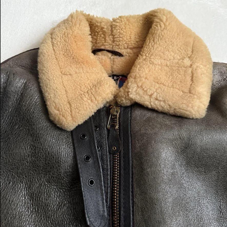 Schott Type B-3 Leather Flight Bomber Jacket Mouton Sheepskin
