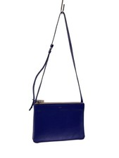 CELINE Shoulder Bag Leather Blue Solid From Japan