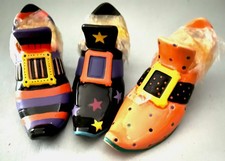 Russ Berrie, ceramic votive, witches shoes Halloween, #14926 New, candles inc.