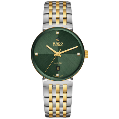 稼働品◆RADOラドー FLORENCE メンズ腕時計　クォーツ スクウェア New Rado Florence Automatic Diamonds ST Steel Green Dial Men's