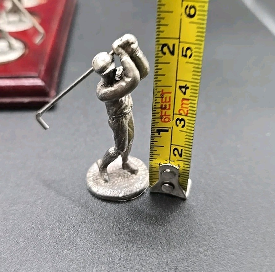 VTG Crest & Foster Pewter Golf Men & Balls Tic Tac Toe Game Set~ Man Cave 