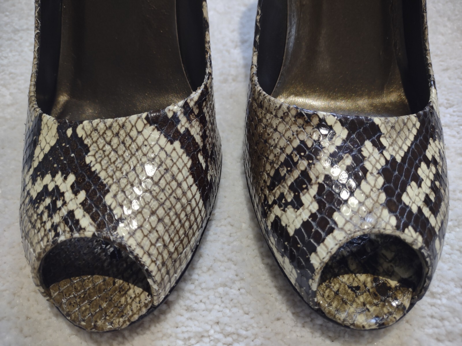 STUART WEITZMAN Python Pumps Peep Toe ITALY Snake… - image 6