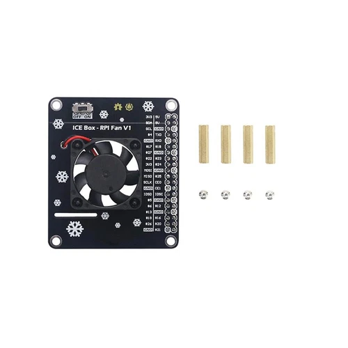 Cooling Fan GPIO Expansion Board with Cool LED Light for Raspberry Pi 4B/3B+/3B