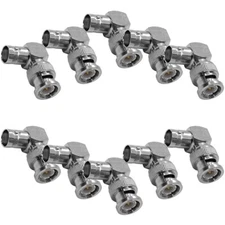 10 Pack of Right Angle BNC Male to BNC Female Video Cable Adapters - 90 Degree