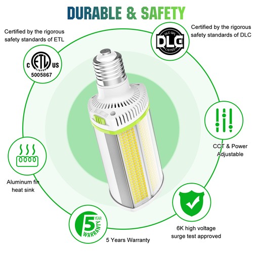 LED Corn Light Bulb 120W/100W/80W Adjustable E39 Base 5700K 5000K 4500K 480VAC - Picture 12 of 14