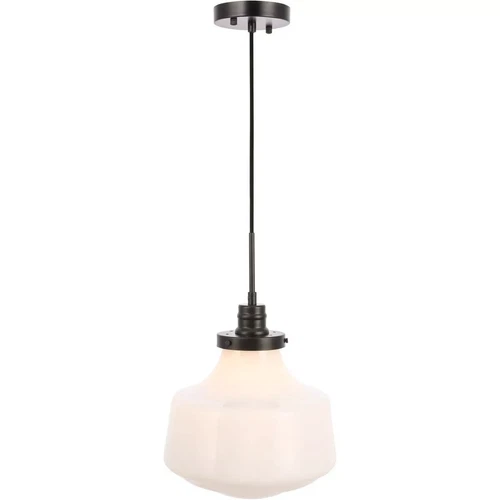 Elegant Lighting Lyle Single Light 11" Wide Pendant with Frosted Glass Black - Picture 2 of 7