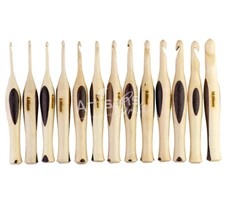 MultiWhite Wooden Crochet Hooks Set of 13 -3.5 to 16mm-Custom Ergonomic Needles