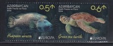 AZERBAIJAN Humpnose Wrasse & Green Sea Turtle MNH set